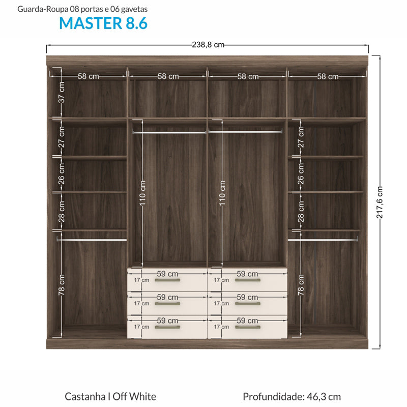 ROPERO MASTER 8.6 CON ESPEJO ANDIRA